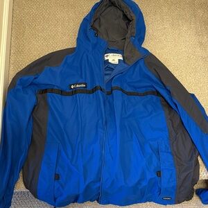 Columbia Men's Royal Blue and Charcoal Hooded Rain Jacket 3xlt 3xl tall men's